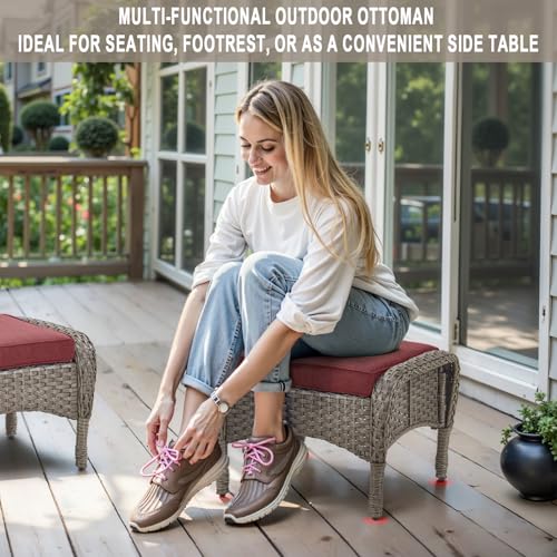 Patio Wicker Chairs Swivel Rocker - Outdoor Swivel Rocking Chairs Set of 2 with Rattan Side Table, Patio Swivel Glider Chair 3 Piece Patio Furniture Sets for Deck Porch Pool Brown/Blue