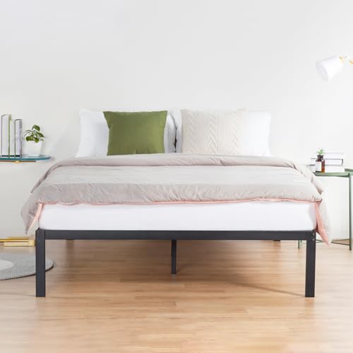 PrimaSleep 18 Inch Tall Heavy Duty Steel Slat Bed Frame/Anti-Slip Support/Easy Assembly Mattress Foundation/No Noise/No Box Spring Needed/Full/Black