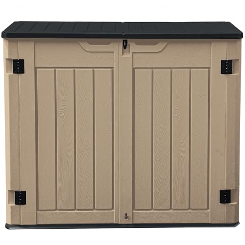 DWVO 5x3ft Resin Outdoor Storage Shed with Floor, Waterproof Lockable Storage Shed with Window, Plastic Outside Tool Storage for Garden, Backyard, Patio, Lawn, Gray