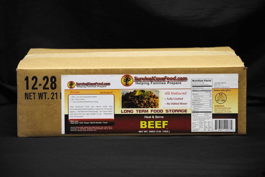 Survival Cave Food Canned Beef Case of 12 28oz Cans