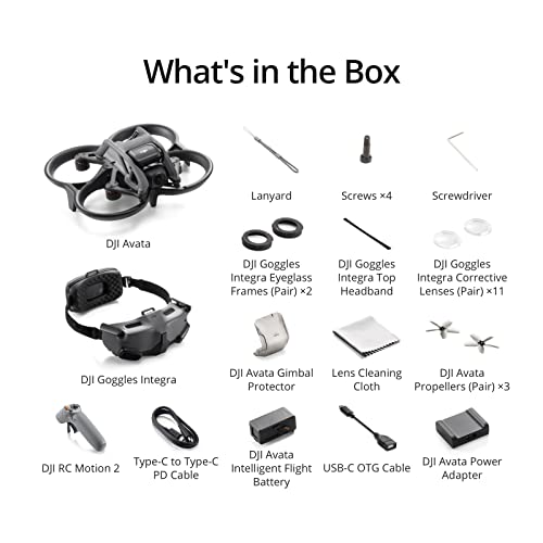 DJI Avata Explorer Combo, First-Person View Drone with Camera 4K, Super-Wide 155?? FOV, Includes New RC Motion 2 and Goggles Integra Black, FAA Remote ID Compliant