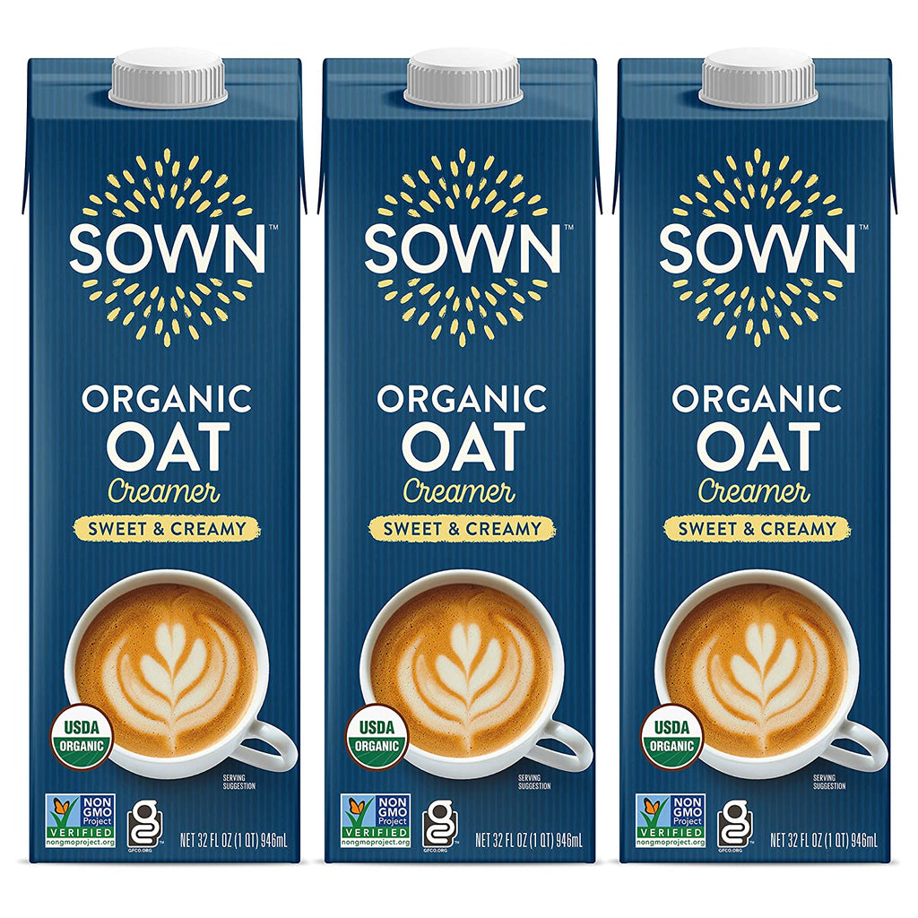 SOWN Organic Oat Creamer Unsweetened - Barista Oat Milk Non Dairy Coffee Creamer - Plant Based, Dairy-Free, Vegan, 0g Added Sugar, Gluten-Free, Non-GMO, Shelf Stable - 32oz (Pack of 6)
