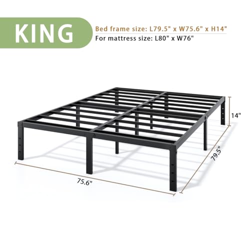 Metal Bed Frame Full Size - 14 Inch Heavy-Duty Full Platform Bed Frame No Box Spring Needed, Easy Assembly, Noise-Free, Sturdy Mattress Foundation, Underbed Storage Space