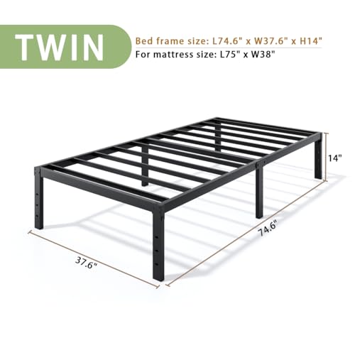 Metal Bed Frame Full Size - 14 Inch Heavy-Duty Full Platform Bed Frame No Box Spring Needed, Easy Assembly, Noise-Free, Sturdy Mattress Foundation, Underbed Storage Space