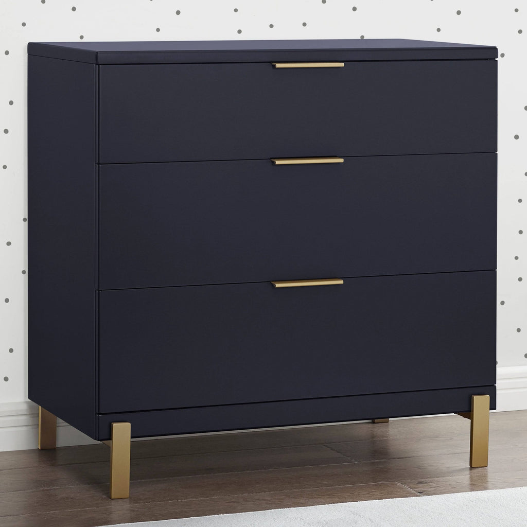 Delta Children Hendrix 3 Drawer Dresser in Bianca White/Bronze