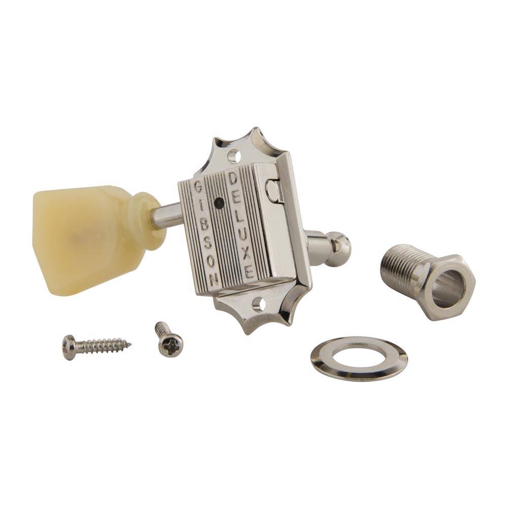 Gibson Deluxe Yellow Key Tuner Set, Vintage Nickel