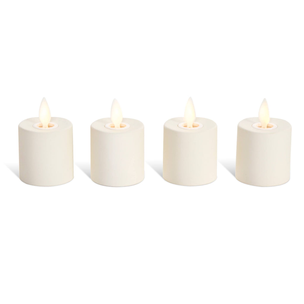 Luminara Flameless Rechargeable Tea Lights Unscented White 4 Pieces