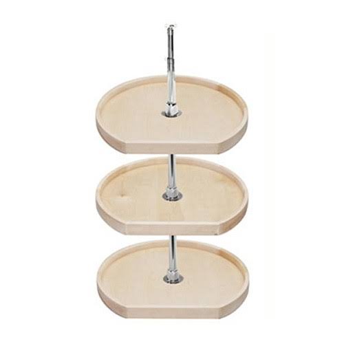 Rev-A-Shelf 4WLS273-20-536 20x22 Natural Wood 3 Shelf D-Shape Independent Lazy Susan