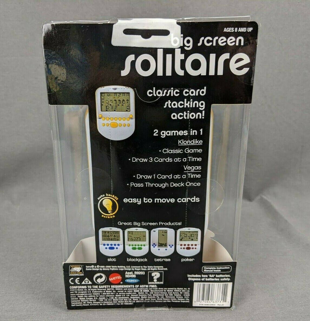 Radica Big Screen Solitaire Electronic Handheld Game 2008 Yellow White