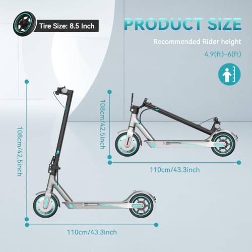 Electric Scooter for Adults, 19/25 Mph Max Speed, 21/25/35 Miles Range,350/500/600W APP Control E-Scooter with 8.5/10 Inflatable tire, Foldable Escooter with App Control, UL 2272 Certified