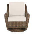Hampton Bay Cambridge Brown Wicker Outdoor Patio Swivel Rocking Chair with CushionGuard Almond Tan Cushions