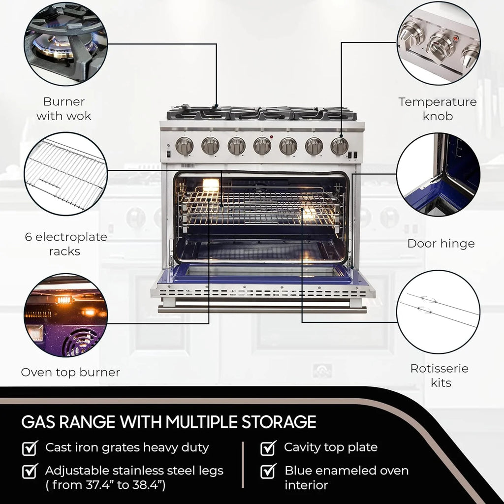 Capriasca - Titanium Professional 36 Freestanding Gas Range