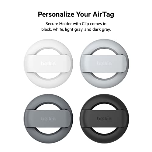 Belkin Apple AirTag Secure Holder with Key Ring - Durable, Scratch-Resistant Case with Open Face & Raised Edges - Protective AirTag Keychain Accessory for Keys