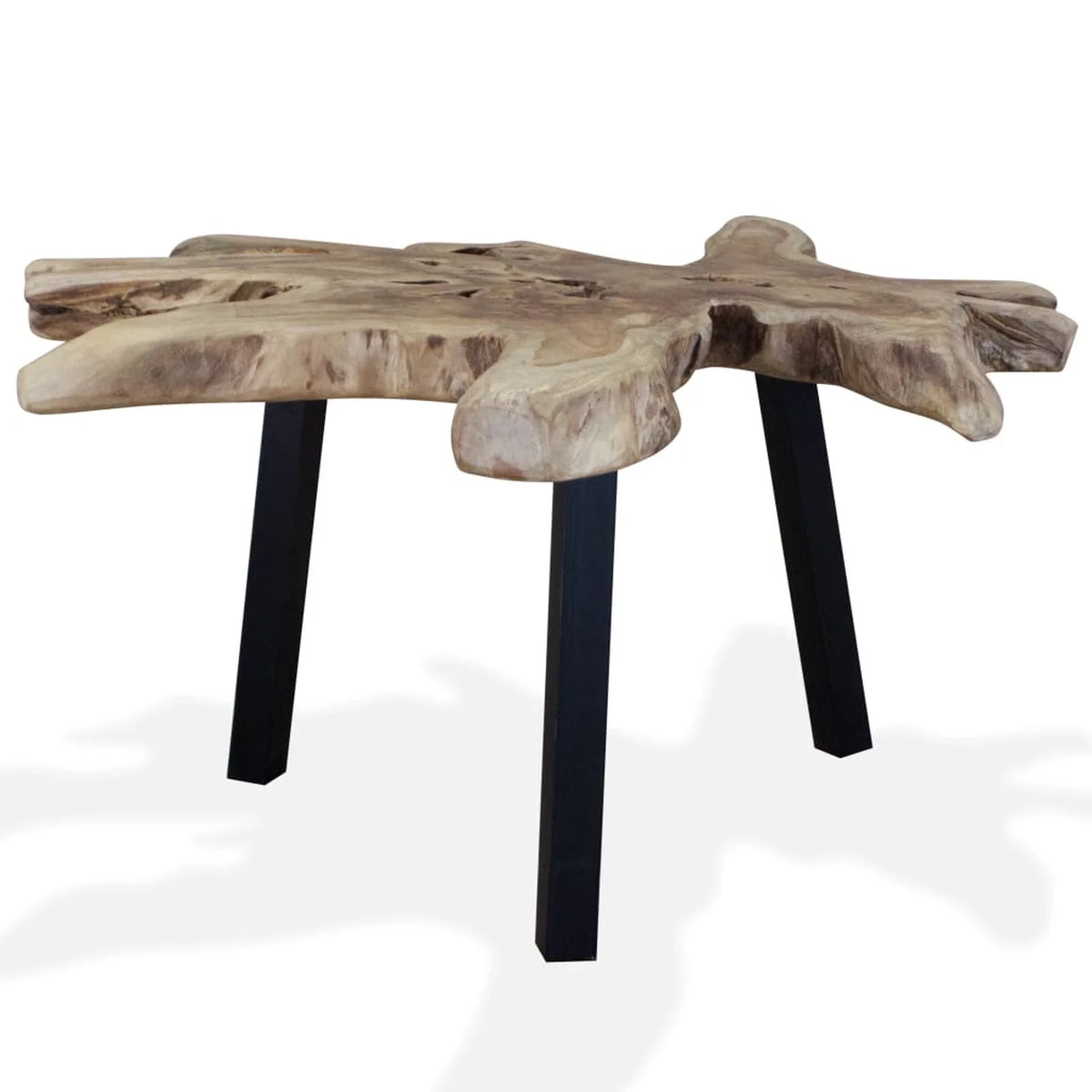 Dcenta Coffee Table, Genuine Teak Tabletop Wood Sofa and Couch End Side Table with Steel Legs for Living Room, Home Furniture 31.4 x 27.5 x 14.9 Inches (L x W x H)