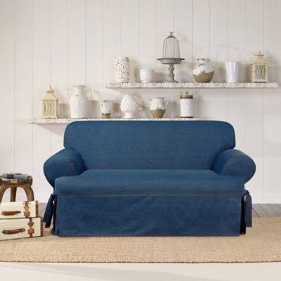 Authentic Denim T-Loveseat Slipcover Indigo - Sure Fit