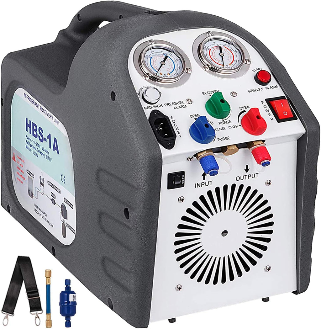 VEVOR 1/2HP Refrigerant Recovery Machine Portable 115V AC Refrigerant Recycling Machine Automotive HVAC 558psi Refrigerant Recovery Unit Air Conditioning Repair Tool (115V)