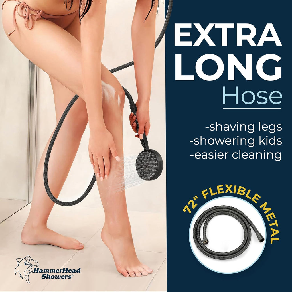 HammerHead Showers? Solid Metal LOW FLOW Handheld Shower Head with Hose and Brass Holder - OIL RUBBED BRONZE ?C Water Saving 1.75 GPM Detachable Shower Head - Adjustable Shower Wand Bracket & 6ft Hose