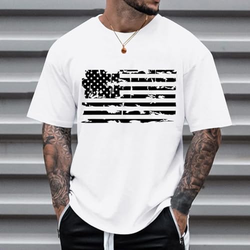 Mens American Flag Patriotic Shirt Distressed Short Sleeve Independence Day Shirt Graphic Tees Men