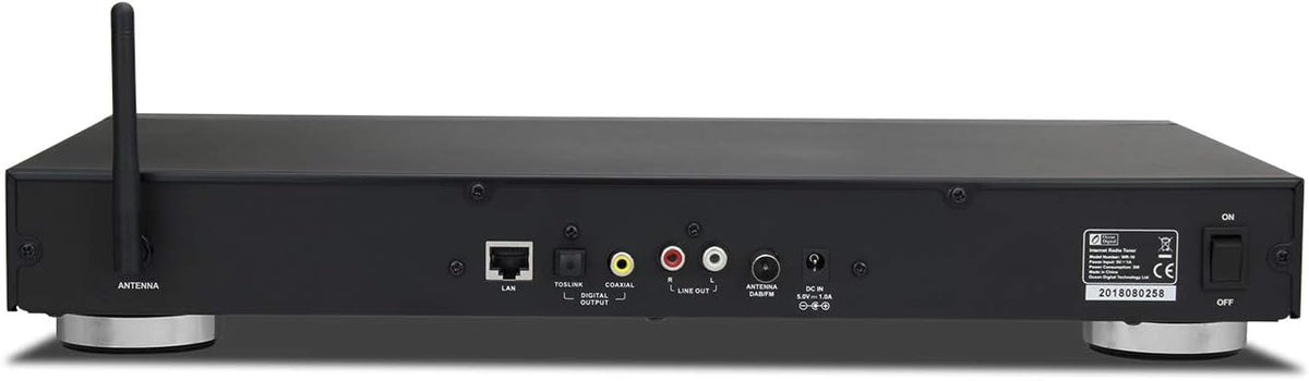Ocean Digital WiFi Internet Component Radio Tuner (430 mm) WR10 FM/ Ethernet Bluetooth Receiver 2.4 Color Display with Digital Output to Connect Hi-Fi System -Black