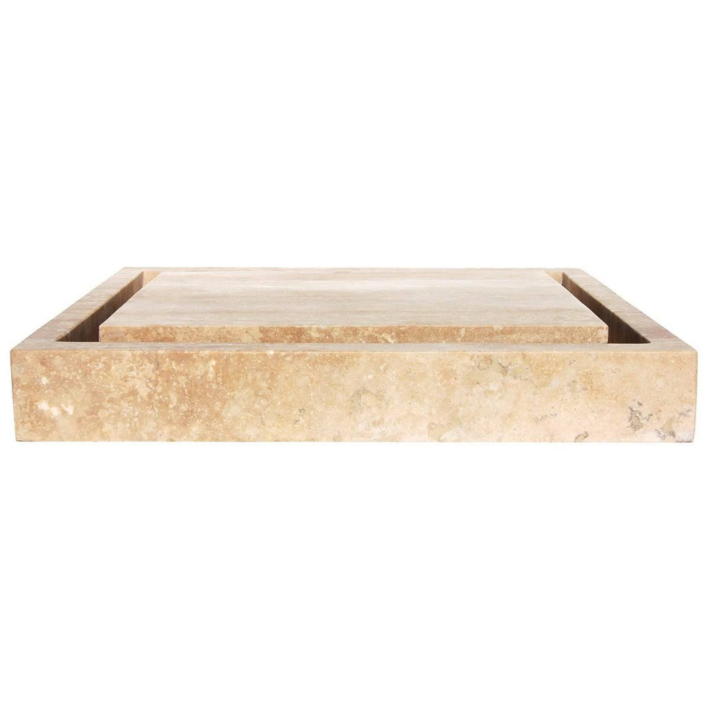 Eden Bath Rectangular Infinity Pool Sink - Honed Beige Travertine
