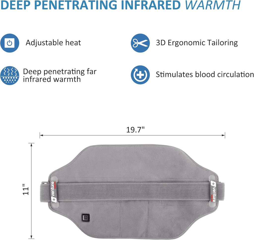 36 x 24 Venture Heat Far Infrared Deep Heating Pad for Injury Recovery and Pain Relief, 10 Hour Shutoff Ultra-Soft Deep Tissue Electric Therapeutic Device (Half Length)