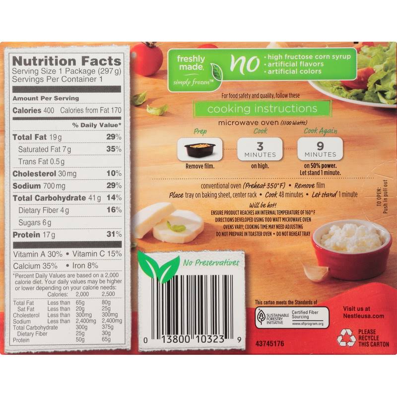 Stouffer's Vegetable Lasagna Meal 10.5 oz, Pack of 12