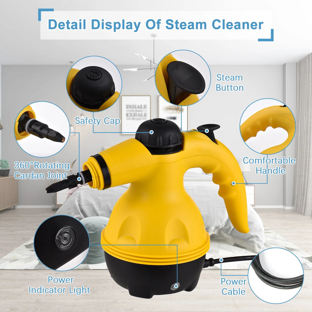 TOMSHOO Handheld Steam Cleaner 1000W Portable High Temperature Steamer for Cleaning with 10Pcs Accessories, for Kitchen Sofa Bathroom Car Window