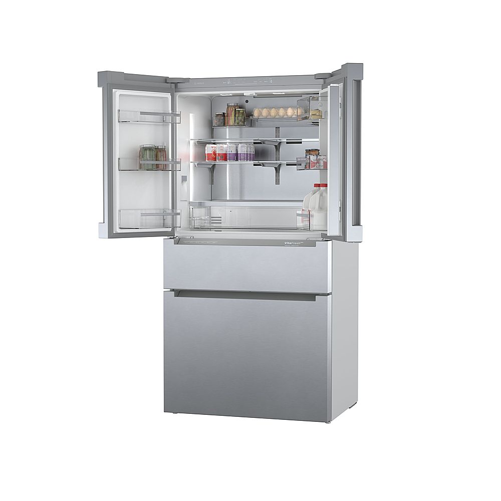 Bosch - 800 Series 20.5 Cu. Ft. 4-Door French Door Counter-Depth Smart Refrigerator - Stainless steel