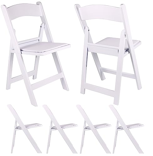 BTEXPERT Set of 4, Resin Folding Chair Vinyl Padded Seat Indoor Outdoor Lightweight Set for Home Event Party Picnic Kitchen Dining Church School Weddings