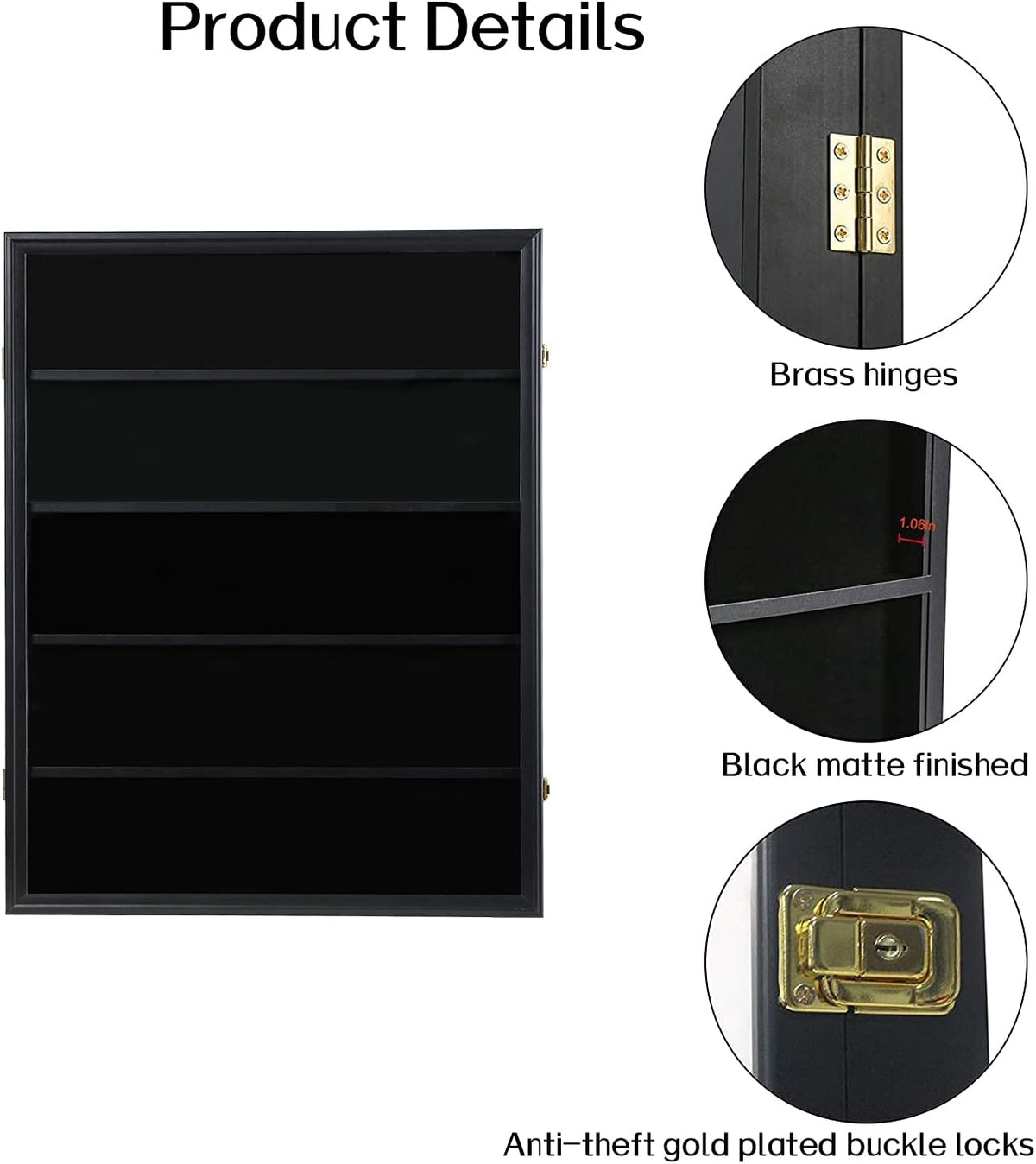 35 Graded Sports Card Display Case - Baseball Card Display Frame with UV Protection Clear View Lockable Wall Cabinet for Basketball Collectible Trading Card Black Finish