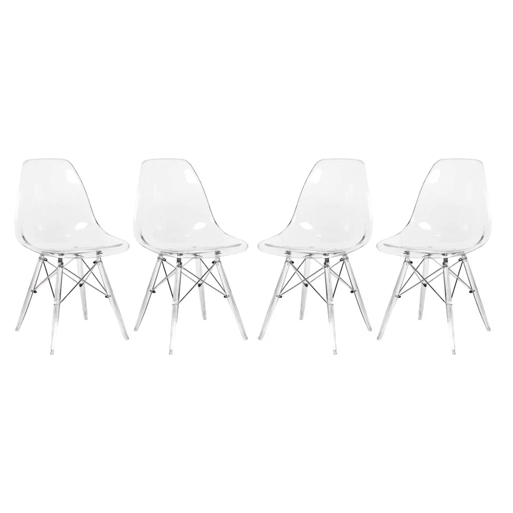 Dover Molded Side Chair with Acrylic Base, Set of 4 - Clear
