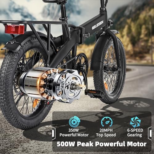 Folding Electric Bike for Adults, 20??3.0 Fat Tire Electric Bicycle, 374.4Wh Battery Ebike, 20MPH Electric Cargo Bike with LCD Color Display & 6 Speed Gears (Fits for 5'0+)