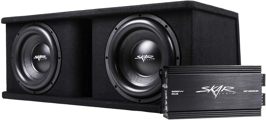 Skar Audio Dual 12 Complete 2,400 Watt SDR Series Subwoofer Bass Package - Includes Loaded Enclosure with Amplifier