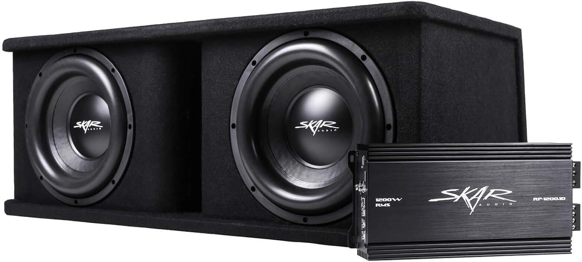 Skar Audio Dual 12 Complete 2,400 Watt SDR Series Subwoofer Bass Package - Includes Loaded Enclosure with Amplifier