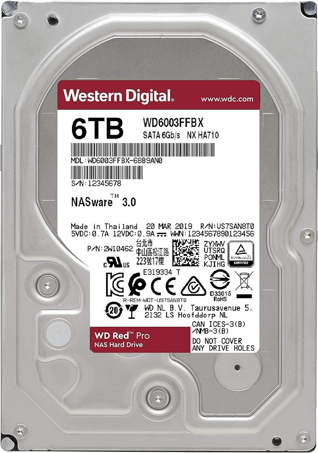 Western Digital 4TB WD Red Pro NAS Internal Hard Drive HDD - 7200 RPM, SATA 6 Gb/s, CMR, 256 MB Cache, 3.5 - WD4003FFBX