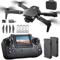 E88 Drone with Screen Controller with SD card, Foldable Mini Drone for Beginners, 2 Batteries, 360?? Flips Waypoint Fly, Active Obstacle Avoidance, One Key Take Off/Landing. (2 batteries - Black)