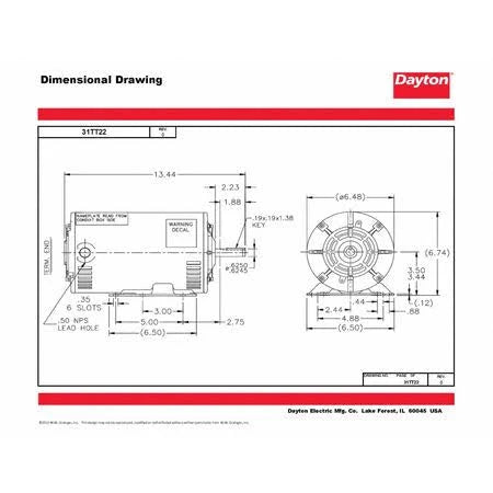 Dayton 31TT22 Mtr,3 Ph,2 HP,1725,208-230/460V,EFF 86.5