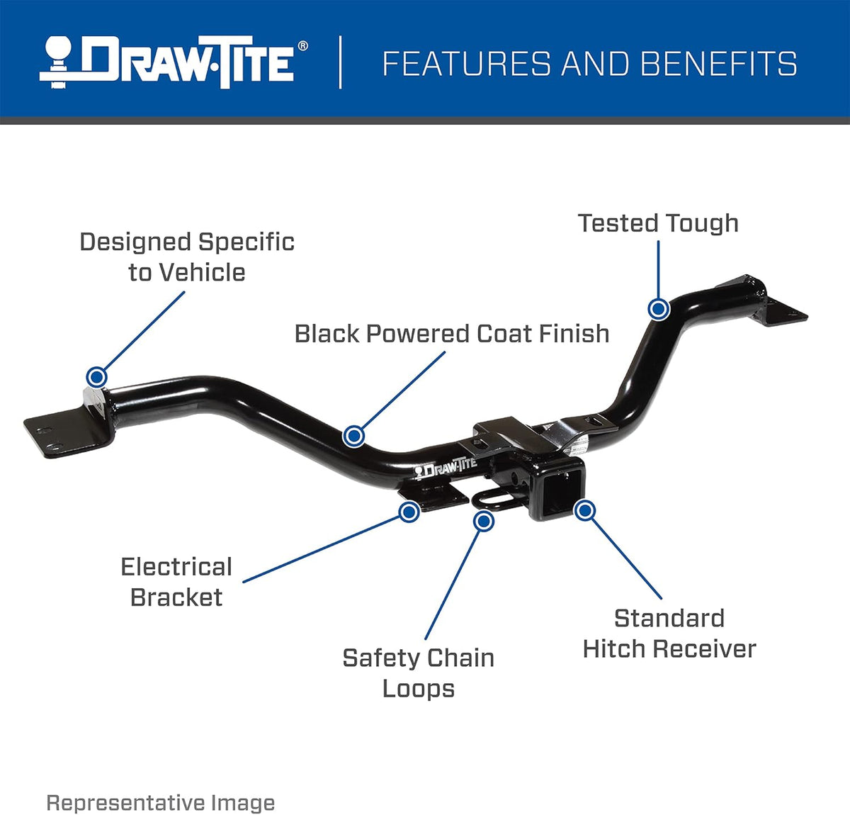 Draw-Tite 76016 Class 4 Trailer Hitch, 2 Inch Receiver, Black, Compatible with 2014-2018 Chevrolet Silverado 1500, 2014-2018 GMC Sierra 1500