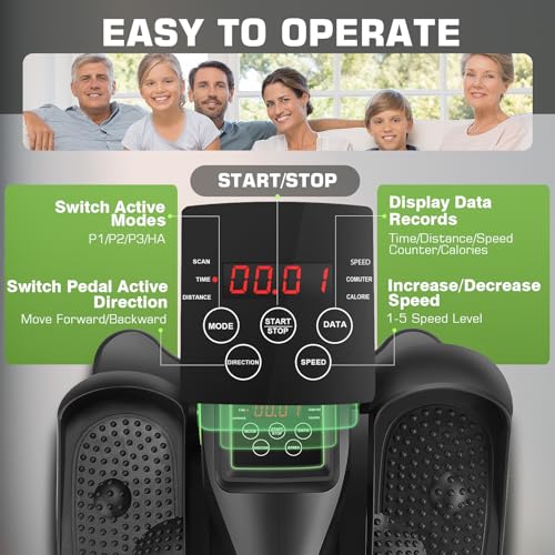 ANCHEER Under Desk Elliptical Machine - Quiet Pedal Exerciser for Seniors, Office & Home, Low-Impact Seated Leg Workout Equipment, Smart LCD Display, Remote Control
