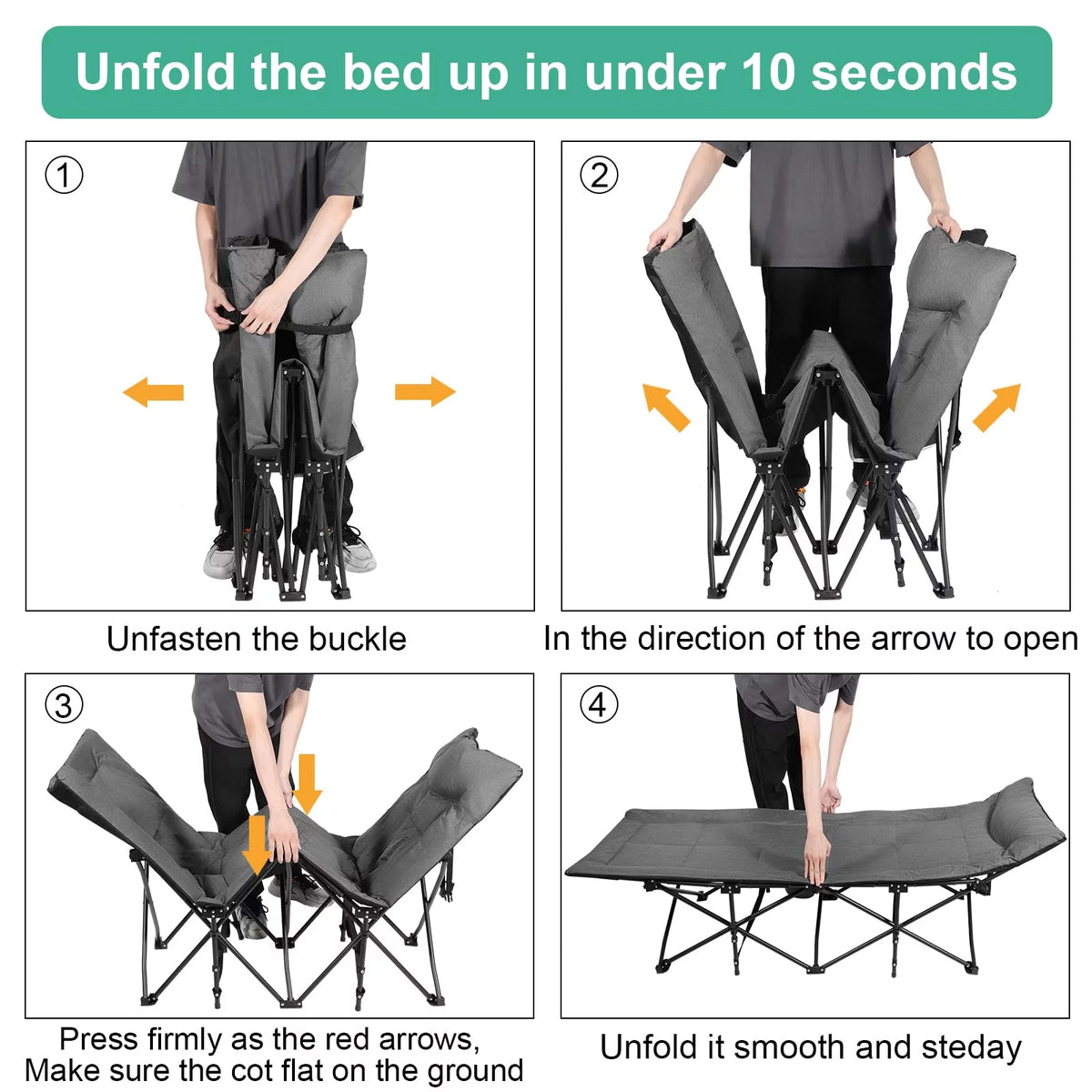Folding Camping Cot ?C Deluxe Collapsible Single Person Bed in a Bag w/Pillow for Indoor & Outdoor Use ?C Ultra Lightweight, Comfortable, Heavy Duty Design Holds Adults & Kids
