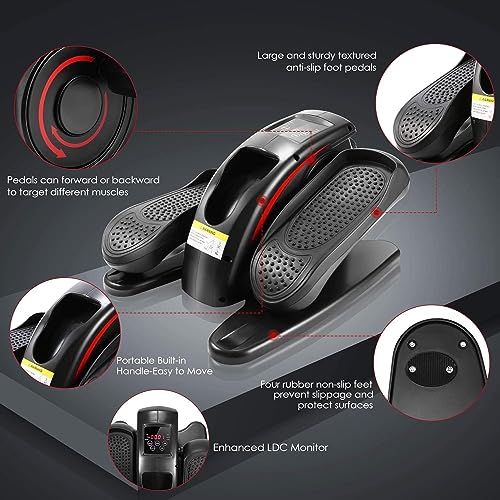 ANCHEER Under Desk Elliptical Machine - Quiet Pedal Exerciser for Seniors, Office & Home, Low-Impact Seated Leg Workout Equipment, Smart LCD Display, Remote Control