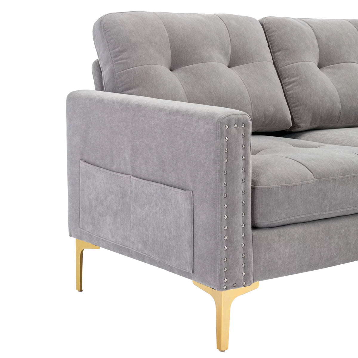 Soges U-Shaped Sectional Sofa with Ottoman, Convertible Couch for Living Room, 5 Seater Sofa, Gray, 110x54