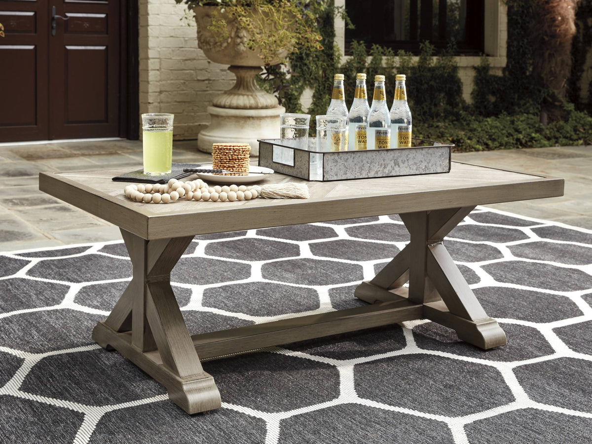 Beachcroft Rectangular Cocktail Table - Beige - Outdoor by Ashley
