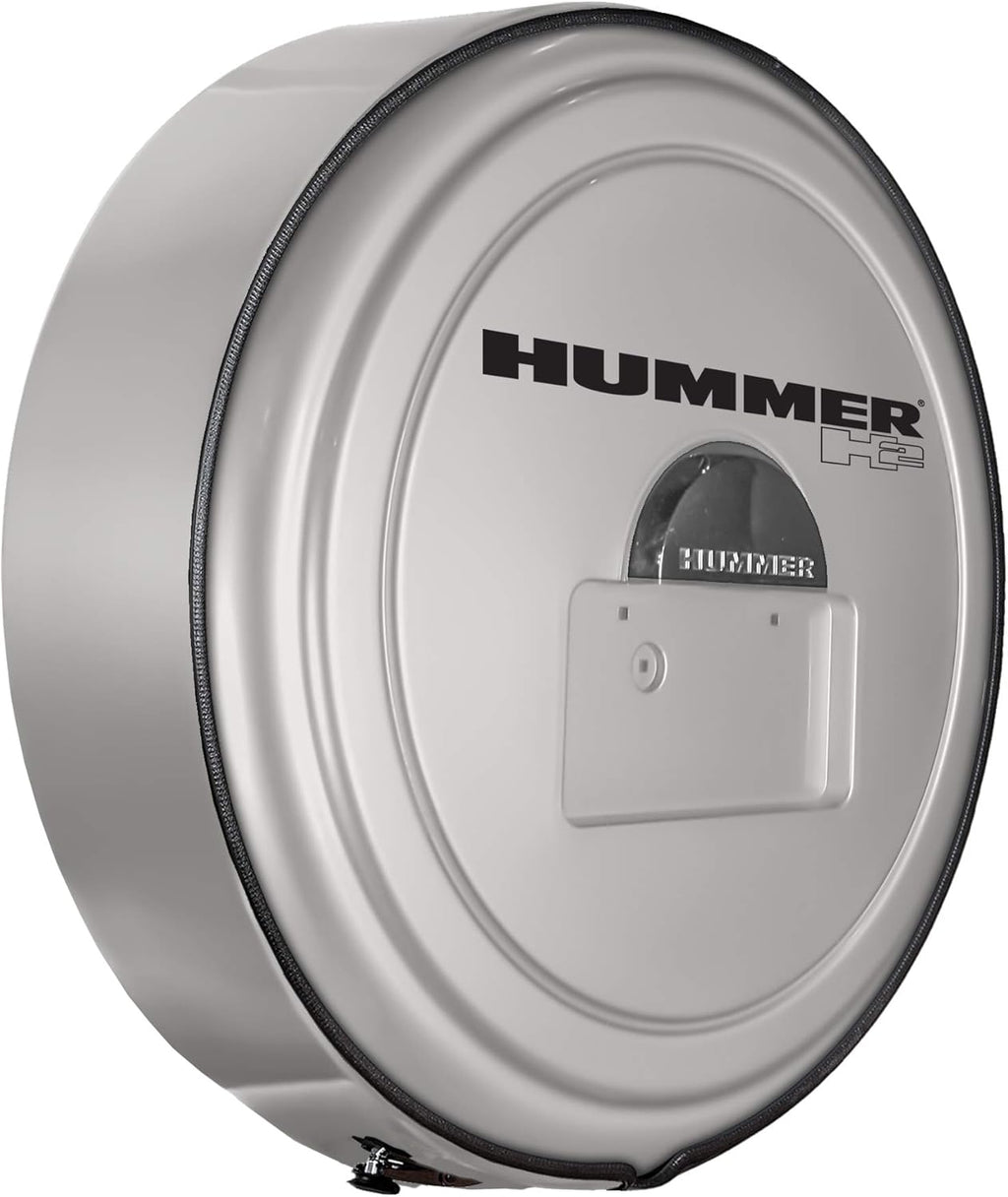 Boomerang Hummer H2 (05-10) - Color Matched MasterSeries Hard Tire Cover - (Color Matched Plastic Face & Stainless Steel Ring) - Hummer H2 Logo - Pewter Metallic