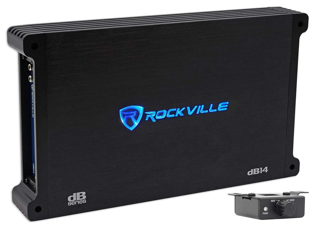 Rockville dB14 4000w Peak/1000w RMS Mono 2 Ohm Amplifier Car Audio Amp Bundle with Rockville RWK4CU 4 AWG Gauge 100% Copper Complete Amp Installation Wire Kit OFC