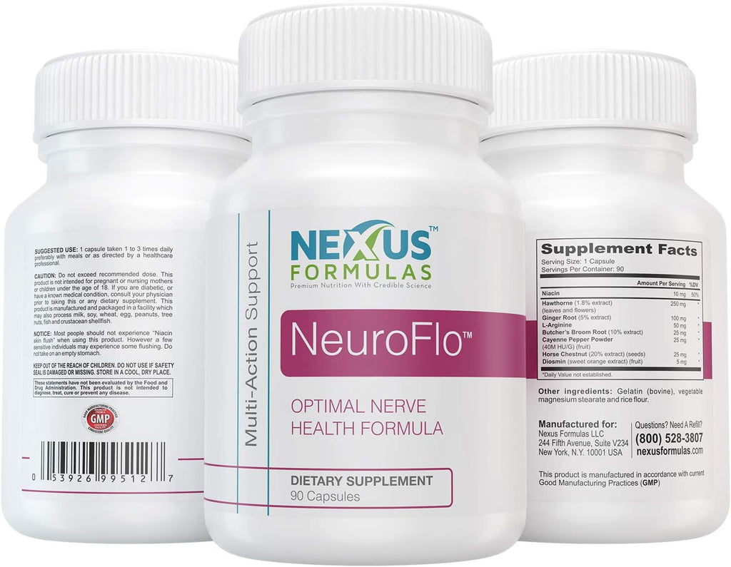 Nexus Formulas NeuroFlo Supplement - Circulation and Vein Support for Healthy Legs - Horse Chestnut Formula for Nerve Function, Numbness, Tingling