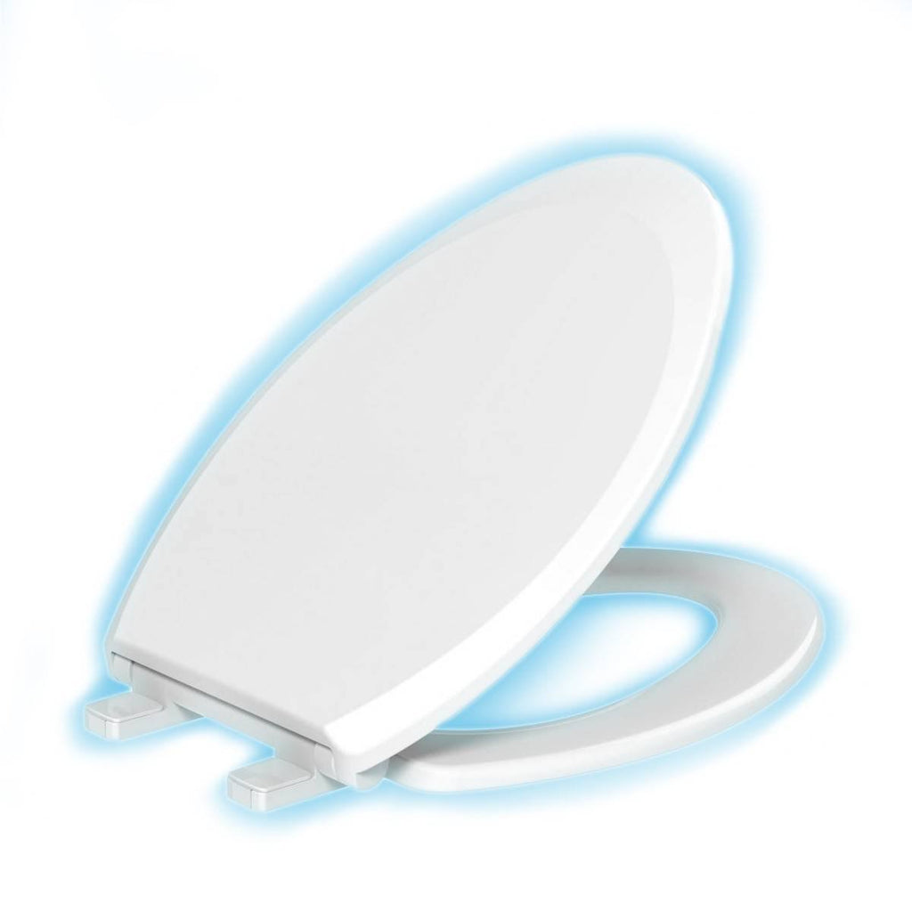 Night Glow Soft Elongated Closed Front Toilet Seat Blue - evekare