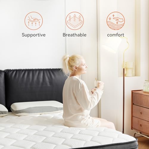 Queen Size 12 Inch Memory Foam Hybrid Mattress, Cooling Gel with Pocketed Coils for Pressure Relief, Motion Isolation, Medium Firm, 365-Night Trial, 10-Year Warranty, Mattress in a Box