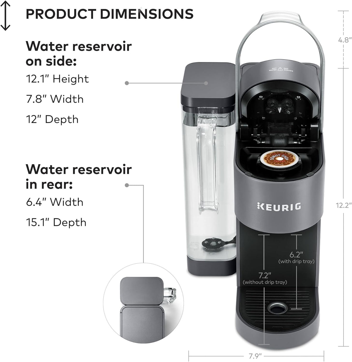 Keurig K-Supreme Single Serve K-Cup Pod Coffee Maker, MultiStream Technology, 4 Brew Sizes, 66oz Dual-Position Removable Reservoir, Black