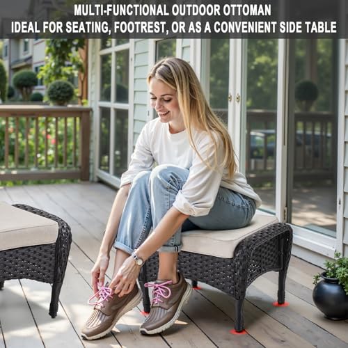 Patio Wicker Chairs Swivel Rocker - Outdoor Swivel Rocking Chairs Set of 2 with Rattan Side Table, Patio Swivel Glider Chair 3 Piece Patio Furniture Sets for Deck Porch Pool Brown/Blue